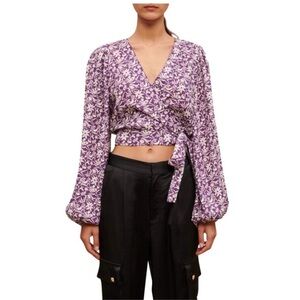 NWT Maje Floral Print V Neck Wrap Blouse Size 2 (US 6)